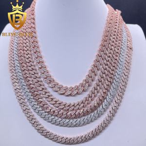 8-10 מ "מ תובל החוצה שרשראות חוליות הקובה עלה זהב פרח יהלום היפ הופ ראפר 925 ראפר כסף סטרלינג vs אמיתי - Product Image 2