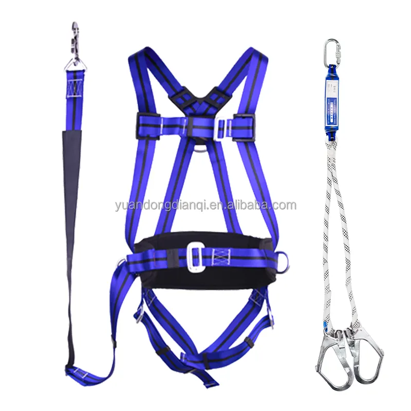 High Quality 5 Points Full Body Construction Safety Fall Protection Harness with Double Langard Seat Belt for Work at Height