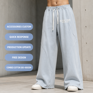 <span class=keywords><strong>Pantaloni</strong></span> Sportivi Casual da Uomo <span class=keywords><strong>in</strong></span> Cotone Pettinato Azzurro Personalizzati 420GSM <span class=keywords><strong>con</strong></span> <span class=keywords><strong>Elastico</strong></span> <span class=keywords><strong>in</strong></span> Vita, Coulisse e Cuciture Curve sul <span class=keywords><strong>Fondo</strong></span> - Product Image 1