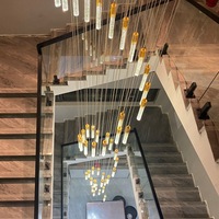Lustre d'escalier duplex en cristal LED Nouvelle lumière Luxe Villa Long Lustre Loft Appartement Escalier en colimaçon Éclairage