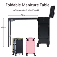 Pro Salon Nail Table Manucure avec bluetooth Design Pliable Salon De Beauté Nail Desk Table De Manucure Bagages Mobiles Nail Table