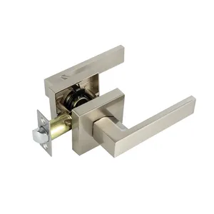 Phòng ngủ phòng tắm an ninh Hợp kim kẽm Cửa Khóa xử lý vuông 3 ống LEVER Lock Set