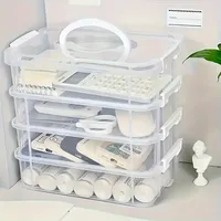 Boîte de rangement empilable transparente en PP à 4 niveaux avec séparateurs ajustables pour jouets, blocs de construction, bijoux, artisanat, organiseur