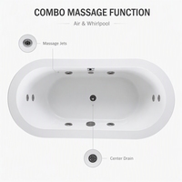 Baignoires modernes populaires en acrylique, baignoire ovale autoportante, surface solide, baignoires autonomes, hôtel, appartement, salle de bain