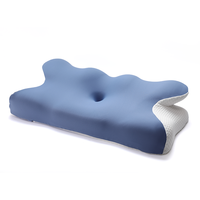 Bleu Blanc Ergonomique Ventre Dossier Oreiller Mousse À Mémoire Dormir Oreiller Cervical Cou Épaule Soulagement De La Douleur