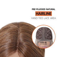 Perruque synthétique longue ondulée avec franges et dentelle frontale, douce et réaliste, confortable