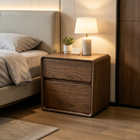 Nussbaum-Nachttisch mit Smartem Elektronischem Safe, Doppelverriegelung, Tastatur, Schlüsselschublade, OEM ODM Maßgefertigter Heim-Möbel-Safe