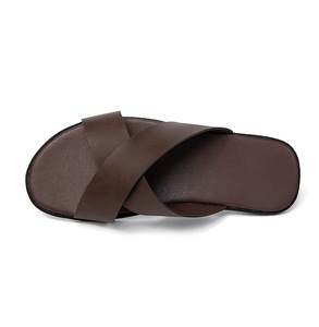 Sandalias de Cuero Genuino para Hombre, Diseño Abierto, Estilo Casual de Verano, Suela de Goma Transpirable, Entresuela de EVA, Color Sólido - Product Image 2