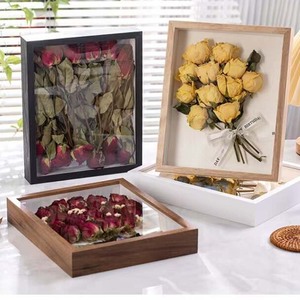 <span class=keywords><strong>Cornice</strong></span> Portafoto 3D Rettangolare in MDF con Fiori Secchi Intarsiati, Fatta a Mano, Creativa, Espositore Decorativo Fai-da-te - Product Image 1