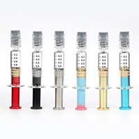 Seringue en verre Luer Lock de 1 ml pour concentrés et distillats d'huile, avec piston métallique coloré, pour la vente en gros