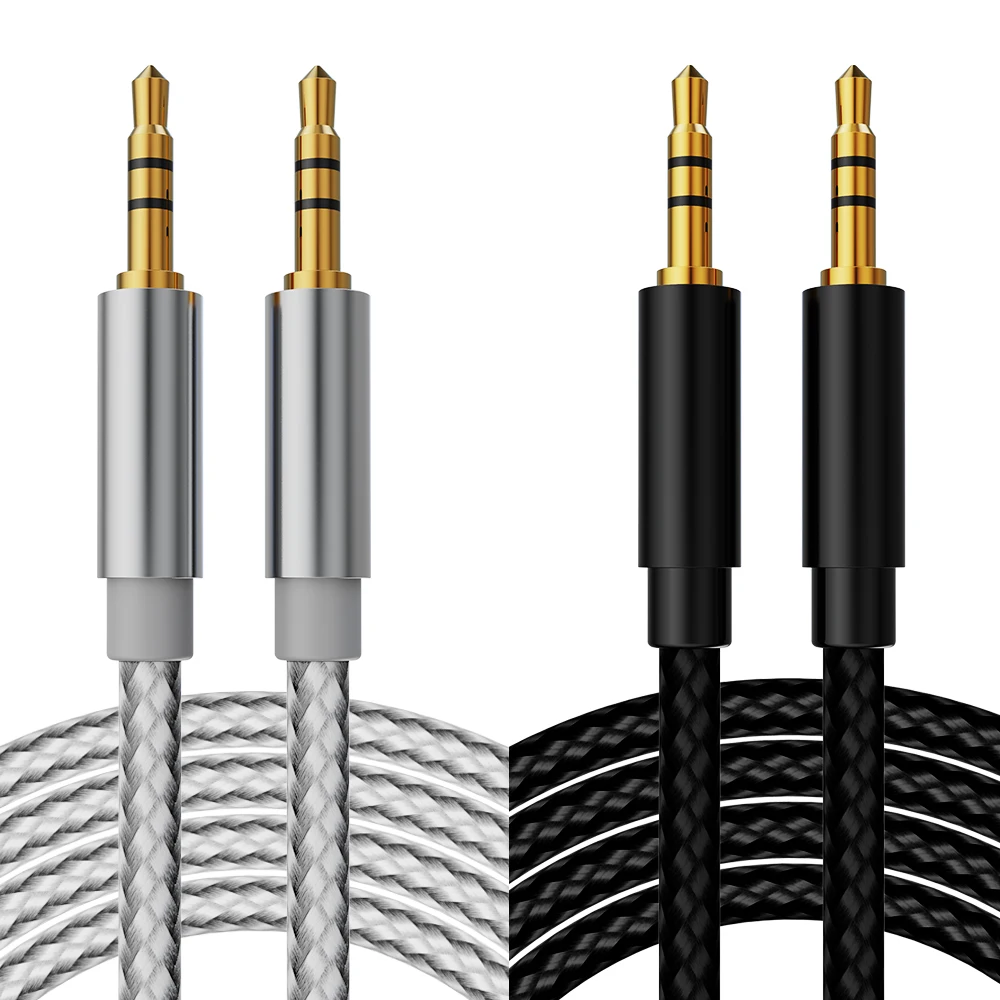 FONVOI Aux Cable 3.5 Mét Jack Nylon Bện Aux Cáp Âm Thanh Mạ Vàng Cho Xe Hơi