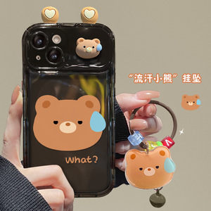 Custodia per telefono antiurto con <span class=keywords><strong>specchio</strong></span> <span class=keywords><strong>a</strong></span> ribalta e ciondolo <span class=keywords><strong>a</strong></span> forma di simpatico rana dei cartoni animati per <span class=keywords><strong>iPhone</strong></span> X XR <span class=keywords><strong>11</strong></span> 12 13 14 15 Plus 16 17 Pro Max - Product Image 3