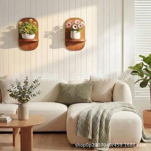 Solid Wood <b>Wall</b> Mounted Plant Shelf 11.81x7.87inch Floating <b>Display</b> Rack For Home Decor - Product Image 2