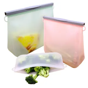 Resealable Silicone Food Storage Bags 1000ML Food Grade Leakproof Sealable Silicone Sandwich Ziplock Pouch Bag Reusable For Food