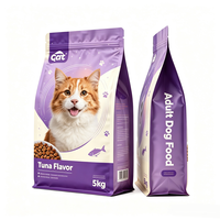Sac en plastique personnalisé imprimé pour aliments pour chiens, 5kg 15kg 45lb, fond carré, fenêtre, fermeture éclair refermable, matériau BOPP de qualité alimentaire