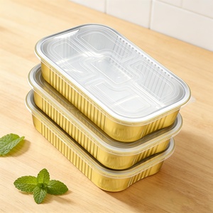 Disposable Aluminum <b>Foil</b> Food Pans and Trays with Plastic Lids for Catering & Takeaway 900ml - Product Image 5