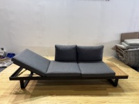 Ensemble de meubles d'extérieur en aluminium moderne convertible en 3 pièces, canapé d'angle, chaise longue, table à lattes pour utilisation en parc, vente chaude 2025
