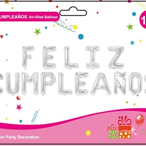 Feliz Cumpleanos Letter <b>Balloons</b> 16 Inch Air Fill Birthday Party <b>Decoration</b> - Product Image 3