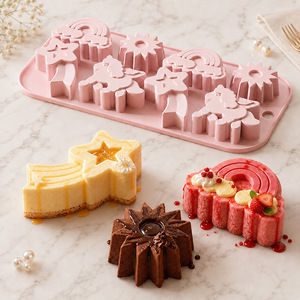 <span class=keywords><strong>Moule</strong></span> en silicone Licorne 8 cavités 3D, thème Licorne Volante, avec motifs de Dessins Animés, Arc-en-ciel, Météores et Soleil, pour Fête d'Enfants - Product Image 3
