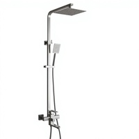 Système de douche carré en laiton massif, ensemble complet avec pommeau de pluie et douchette à main, moderne, pour rénovation de salle de bain, avec fonctions Céramique Pause/Jet