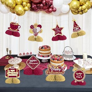 Centros de Mesa de Panal de Abeja para Retiro Feliz, Decoraciones Borgoña para Fiesta de Retiro, Nuevo Viaje Comienza, Adios 9 a 5, Adornos para Mesa - Product Image 6