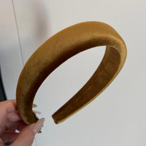 Bandeau en velours uni brun, style simple, rembourrage épais en mousse, large bandeau pour cheveux, accessoires pour cheveux féminins - Product Image 6