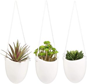 Planteur mural suspendu en céramique <span class=keywords><strong>blanche</strong></span>, 3 niveaux, avec corde, livraison gratuite - Product Image 6