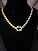 Collier en acier titane bicolore tressé en maille serpent, bijoux hip-hop pour femme, cadeau, collier torsadé à nœuds