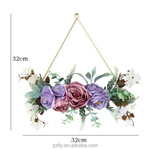 Corona de Eucalipto y Rosas de Estilo Nórdico, Flor Artificial <span class=keywords><strong>para</strong></span> Decoración del Hogar, Bodas, Fotografía y Exteriores - Product Image 4
