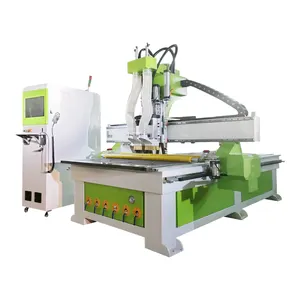 Panel furniture equipment CNC double process cutting machine MDF working engraving drilling machine