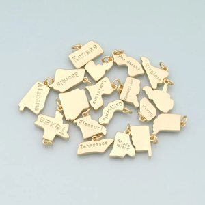 Colgante de mapa de los 50 estados de EE. UU. de acero inoxidable chapado en oro PVD de 18K para fabricación de joyas DIY al por mayor, resistente al deslustre - Product Image 3