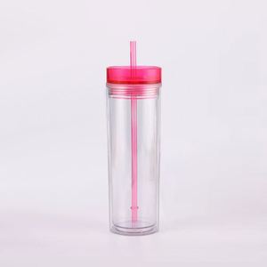 Vaso Acrílico Moderno y Elegante de 16 oz, Doble Pared, con Tapa y Pajita, para Oficina Ejecutiva o Sala de Conferencias - Product Image 4