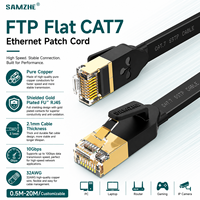 Cable de Red Plano SAMZHE 32AWG FTP CAT7, Cable de Comunicación LAN para Internet Cat7 con Conector RJ45 y Blindaje Chapado en Oro