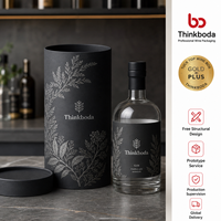 Tube en papier noir cylindrique vertical empilable avec couvercle séparé pour la livraison d'alcool en ligne (e-commerce)