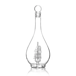Decorazioni in vetro borosilicato alto soffiato a mano creative bottiglie di vino da barca a vela bicchieri a vela lisci - Product Image 1