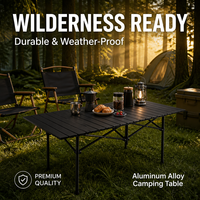 Table pliante portable effet bois avec sac de transport, cadre en acier carbone renforcé, installation rapide, support stable, table de camping extérieure