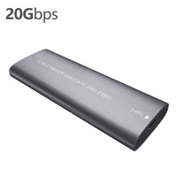 Casing Eksternal Hard Disk Komputer Portabel, Enclosure SSD Penyimpanan USB3.2 PCIe 20Gbps, Case USB Eksternal untuk M.2 SATA NVME SSD