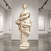 Statue de terminal ou d'herme de jardin en marbre blanc sculptée à la main sur mesure - Sculpture de pilier panier de fleurs classique sur mesure