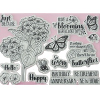 Pochoir de gaufrage en PP à motif floral et ensemble de tampons transparents pour la création de cartes DIY