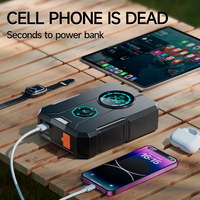 Kit de démarrage d'urgence 12V 12000mAh avec gonfleur de pneus, pompe à air pour voiture, chargeur de batterie et lumière LED – Outil automobile d'urgence