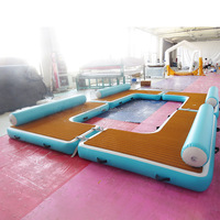 Radeau flottant gonflable extérieur d'île de bain, plate-forme flottante gonflable de flotteurs de dock de ski de jet d'eau avec l'échelle