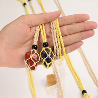 Collier en Filet Accesoires de Bijoux en Cristal de Pierre Naturelle Colorée, Pendentif Rétro en Filet Tressé avec Chaîne Cordon Ajustable