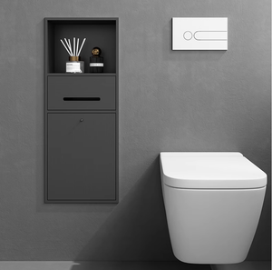 Poubelle de toilette étroite encastrée en acier inoxydable doré, étanche et brossée, pour hôtel, avec <span class=keywords><strong>niche</strong></span> intégrée pour mouchoirs - Product Image 5