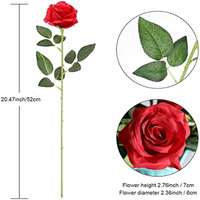 Künstliche Rote Rosen Seidenblumen Realistische Blüten Brautstrauß mit Langem Stiel für Heim Hochzeitsdekoration Party