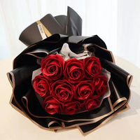 Buket Bunga Hari Valentine Penuh Bunga Buatan Berbentuk Bintang Sabun Mawar Kotak Hadiah Portabel untuk Teman Pria dan Wanita