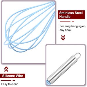 <b>Eco</b>-Friendly <b>Egg</b> Beaters Silicone Whisk with Stainless Steel Handle for Home Kitchen Use Whisking & Beating - Product Image 3