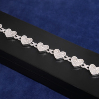 Bracelet cubain infini en argent S925 avec diamants en moissanite, forme de cœur baguette, bijoux de rappeur élégants et luxueux, style hip-hop, 2026
