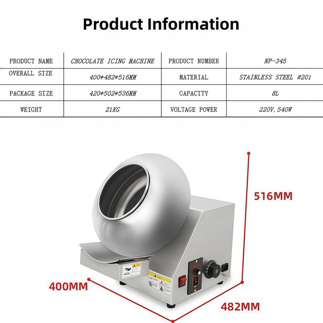 Multifunctional Electric Candy Coating Machine for Food Snacks 220V 304 Stainless Steel Automatic High Productivity