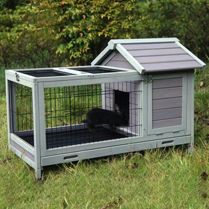 Cage à lapins en bois <span class=keywords><strong>pour</strong></span> intérieur et extérieur avec enclos, grande cage à lapins à 2 niveaux avec rampe, enclos multi-niveaux imperméable <span class=keywords><strong>pour</strong></span> lapins - Product Image 2