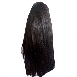 Perruque complète en dentelle frontale de 26 pouces, cheveux humains vierges indiens, noirs naturels, lisses, densité 150%, résistante à la chaleur, transparente - Product Image 1